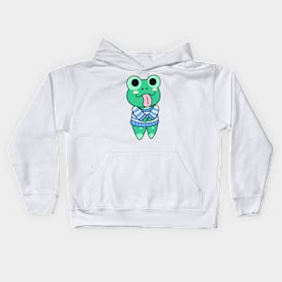 Chibi Frog Critter - Blue & White Sweater Kids Hoodie